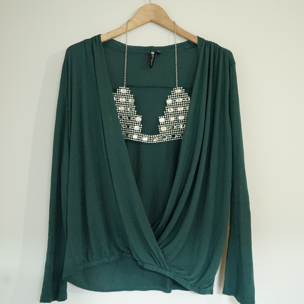 Deep V drape shirt